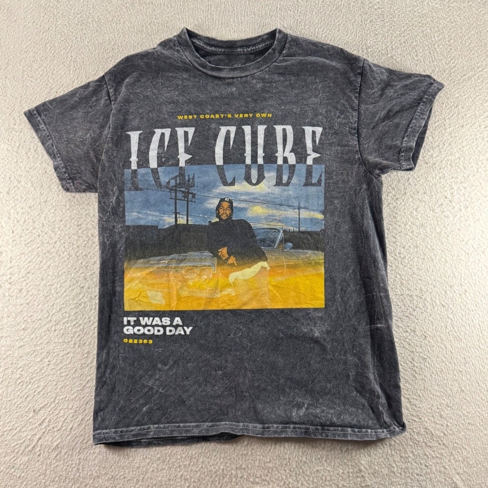 Ice Cube It Was A Good Day Graphic T Shirt Vtg Stlye Wash Black Sz S Casual Rap